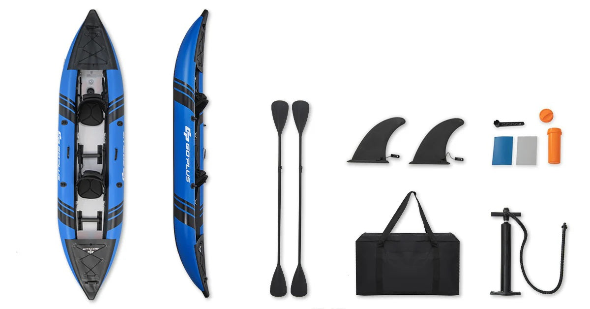 Goplus 12.5 ft Inflatable Tandem Kayak 1-2 Person Canoe