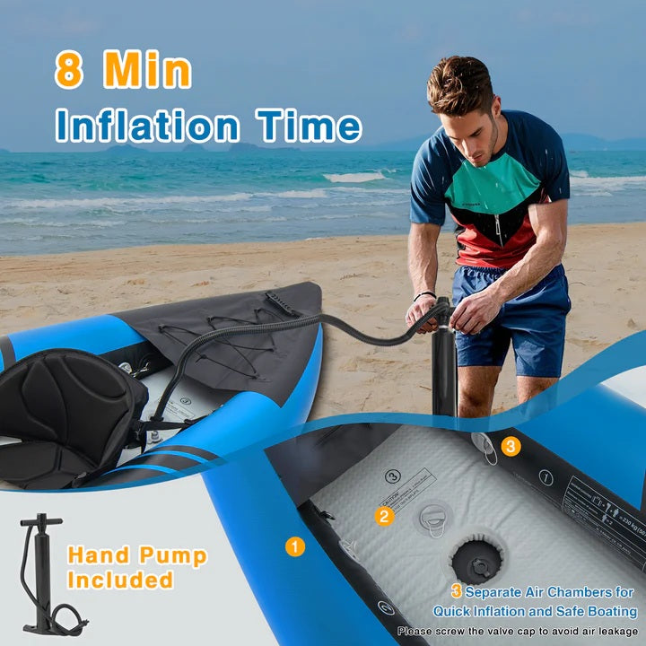 Goplus 12.5 ft Inflatable Tandem Kayak 1-2 Person Canoe