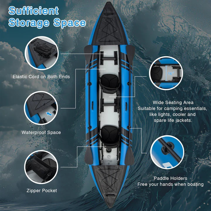 Goplus 12.5 ft Inflatable Tandem Kayak 1-2 Person Canoe