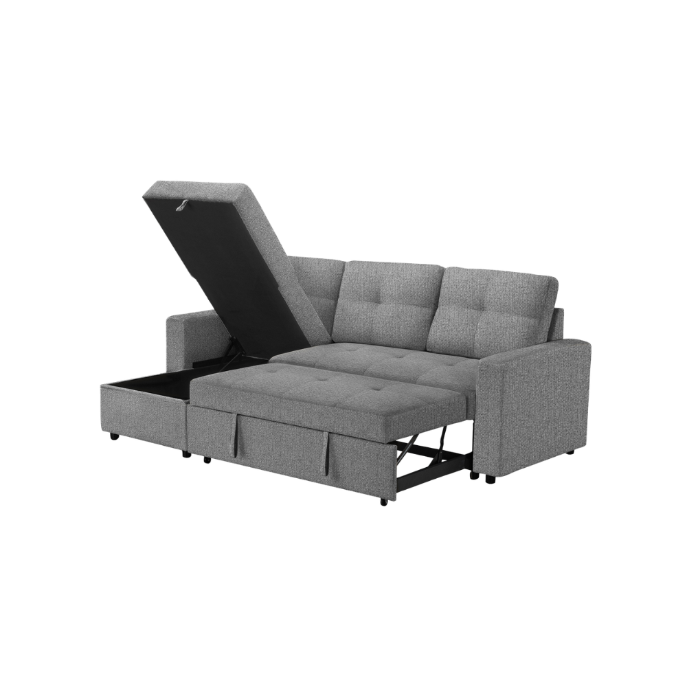Sofa lit avec rangement de 90" de Monarch - LUMOS-08 - tissu gris (8A14L08)