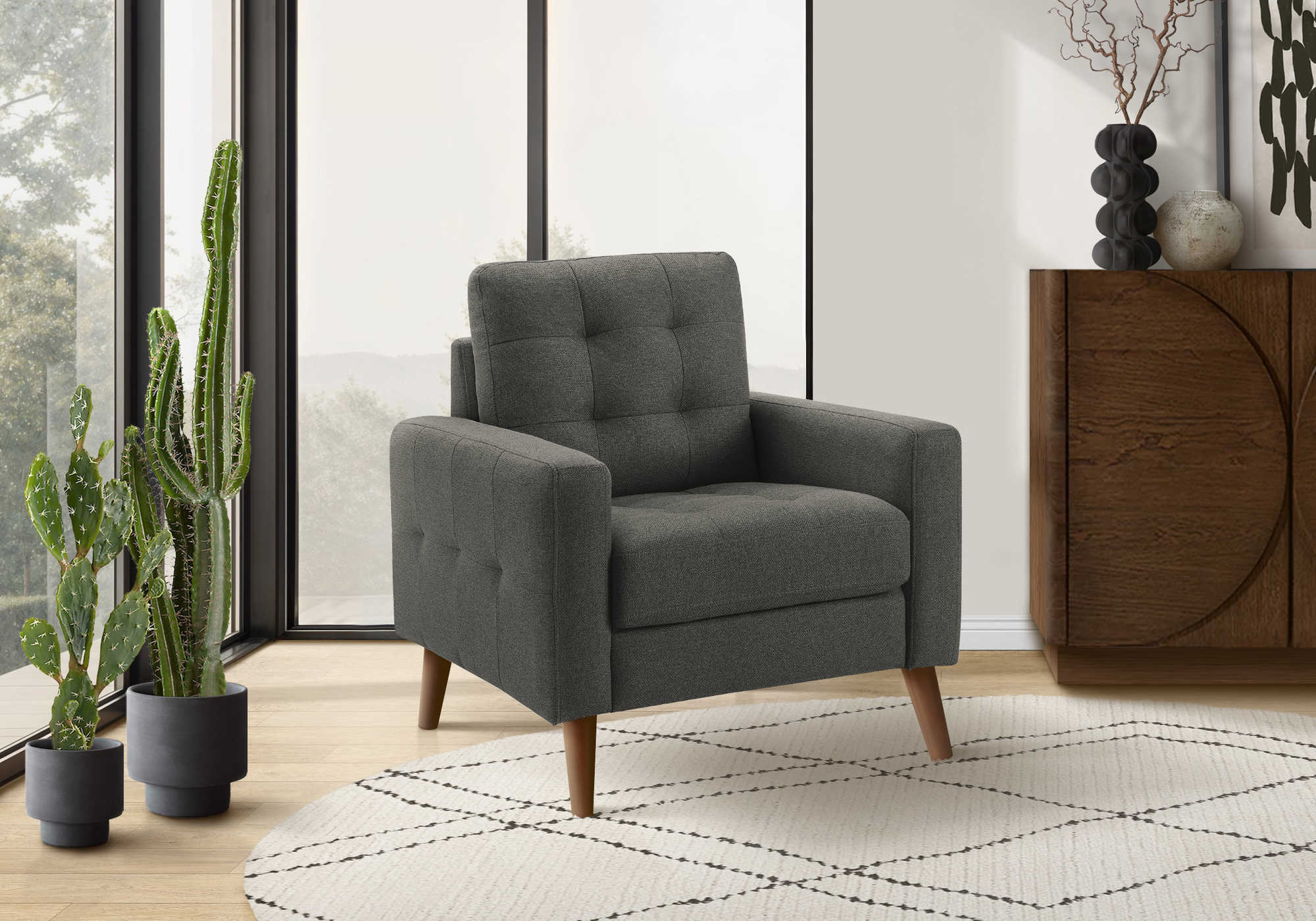 Fauteuil de 31" de Monarch LUMOS-17– Tissu gris foncé (8J11L17)