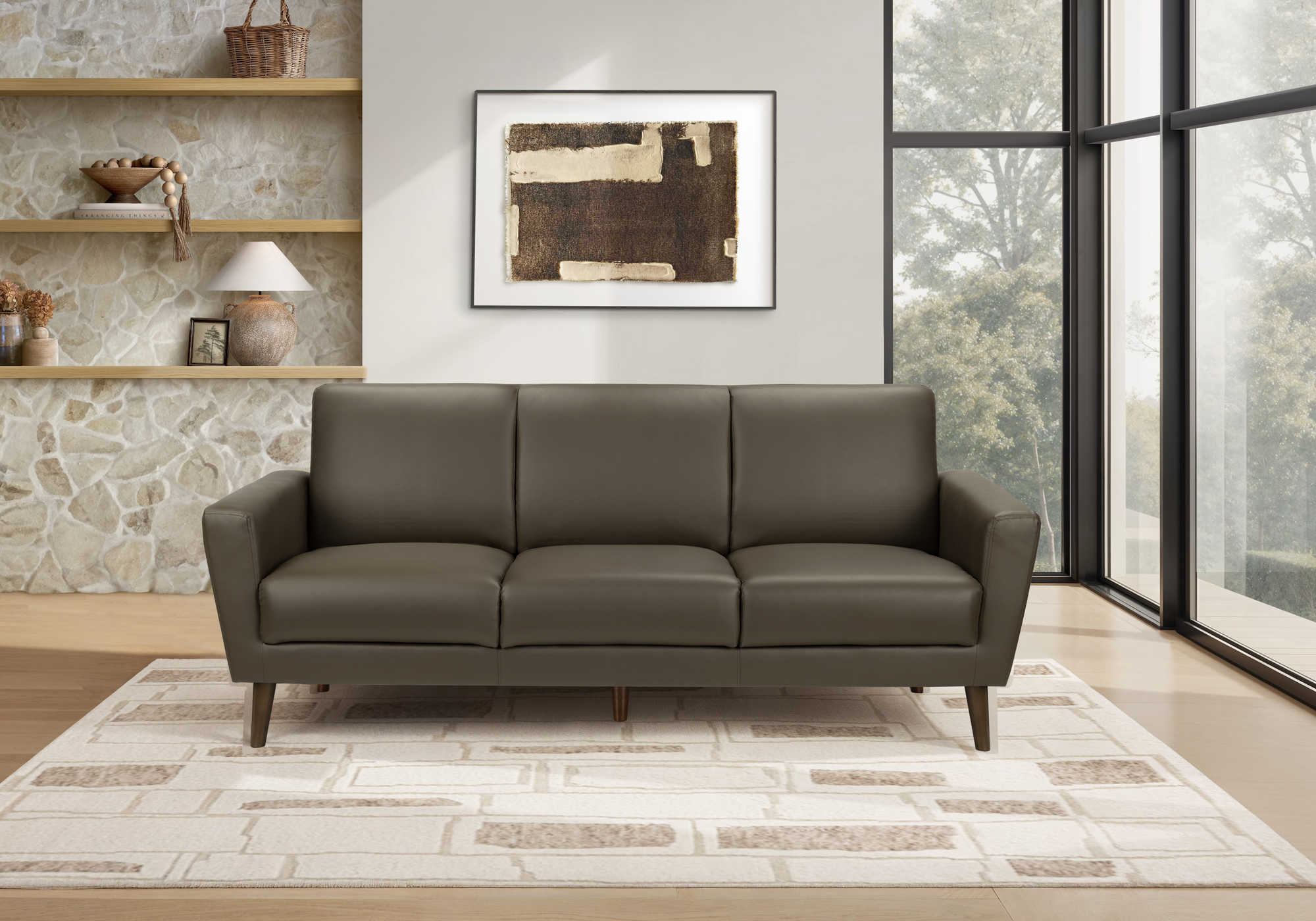 Sofa de 77" Monarch - RA-08 - Simili cuir maron (8J23A08)