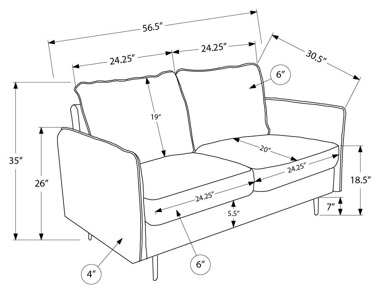 Causeuse de 57" avec deux coussins de Monarch - COACH-4 - tissu beige (8K12C04)