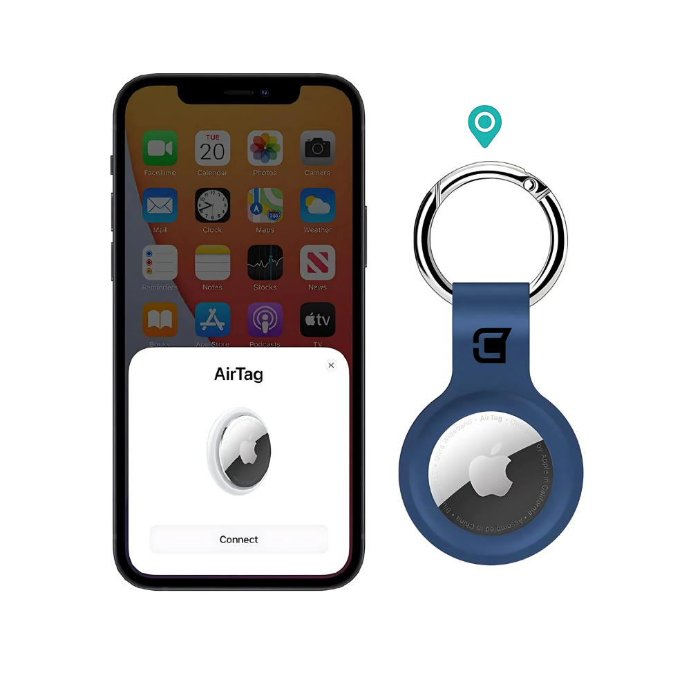 Coque en silicone pour Apple AirTag avec porte-clés (lot de 4)