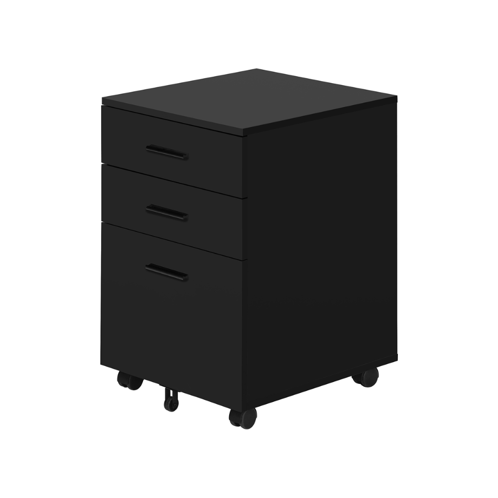 Monarch Black 3-Drawer Filing Cabinet on Casters (I7781)