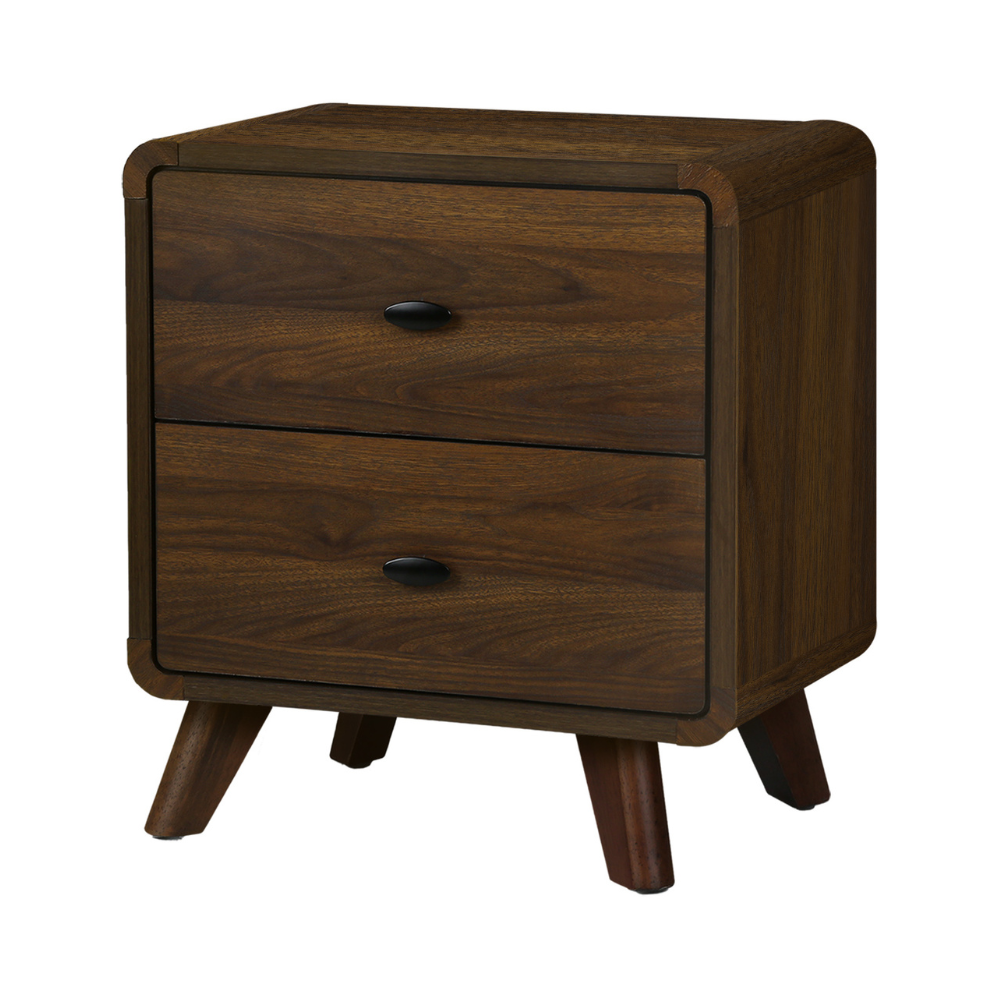 Table de nuit 2 tiroirs en finition noyer - Monarch (I5233)