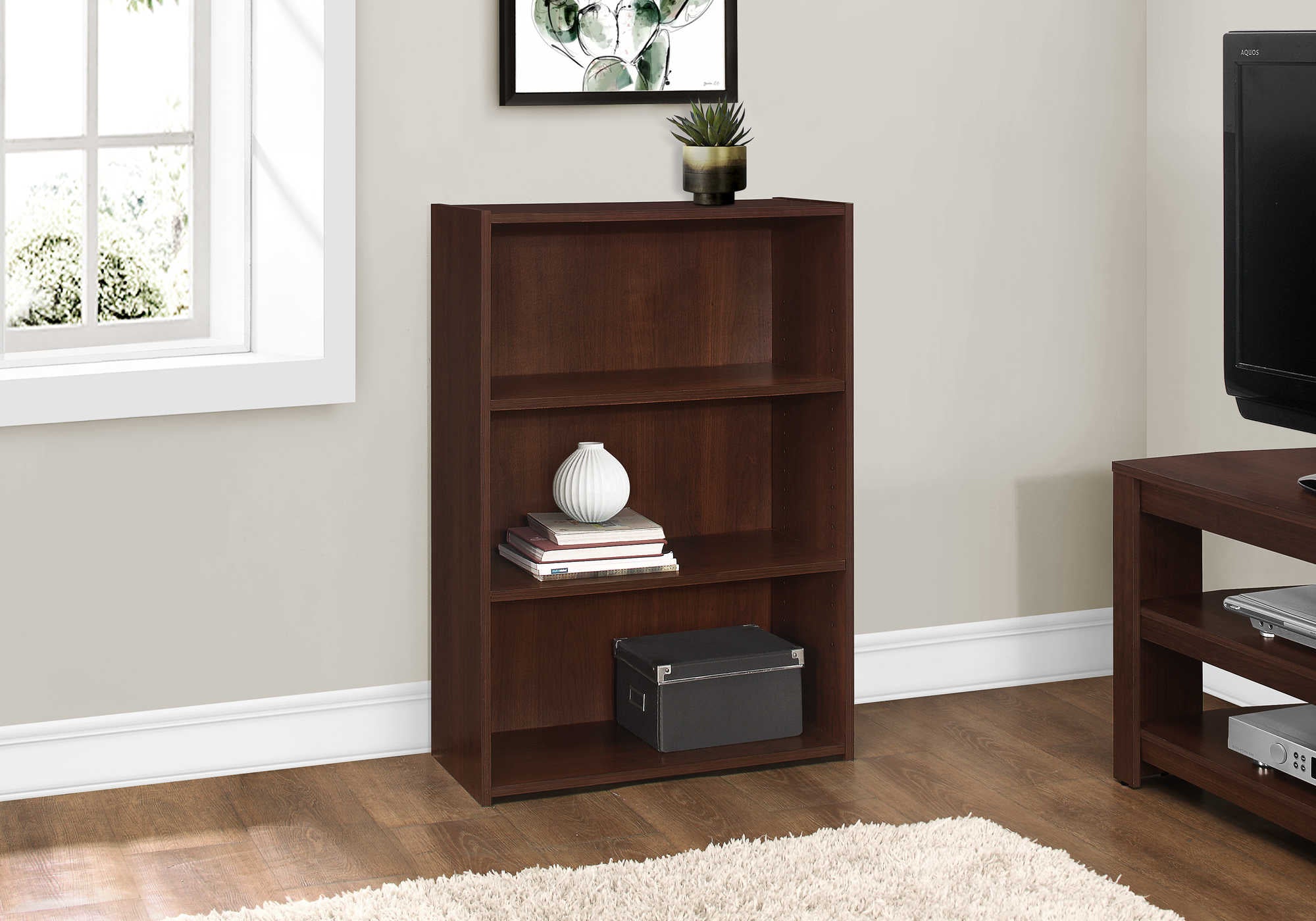 Étagère couleur cerise avec 3 tablettes Monarch - (I7475)