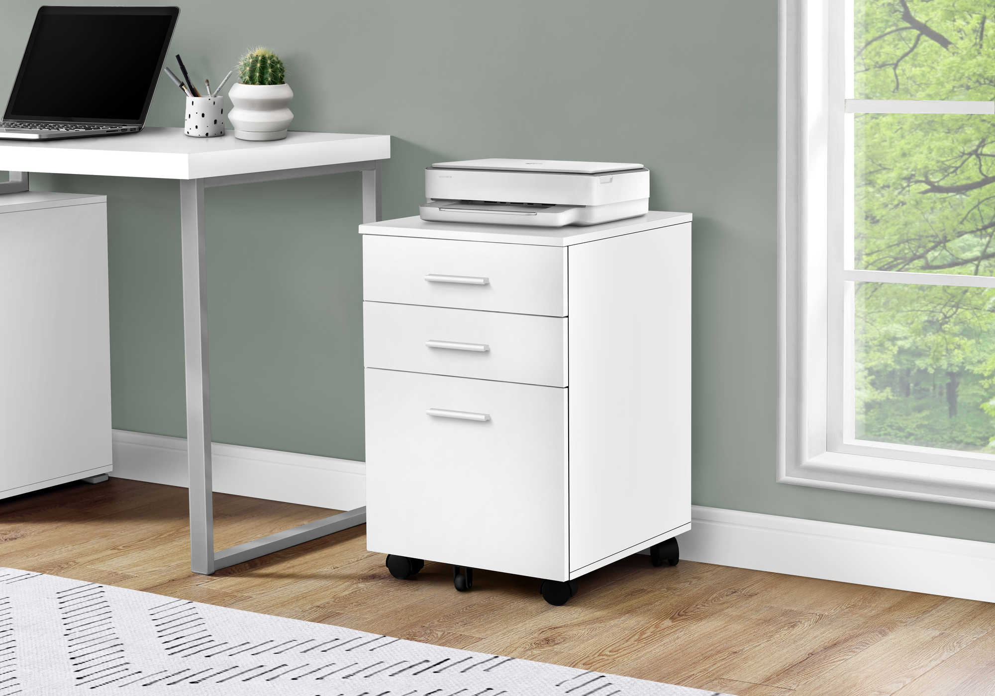 Monarch 3-Drawer Filing Cabinet on Casters, White (I7780)