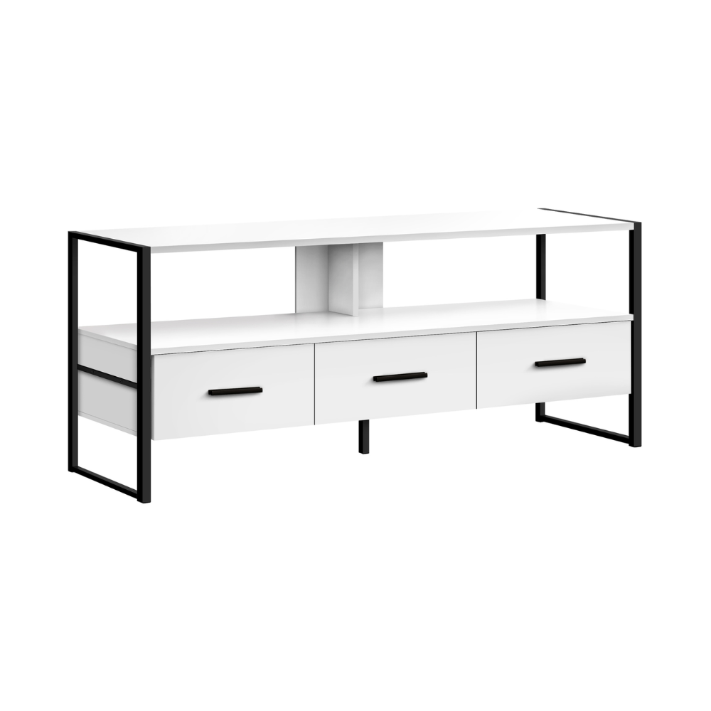 Mueble TV en metal blanco y negro