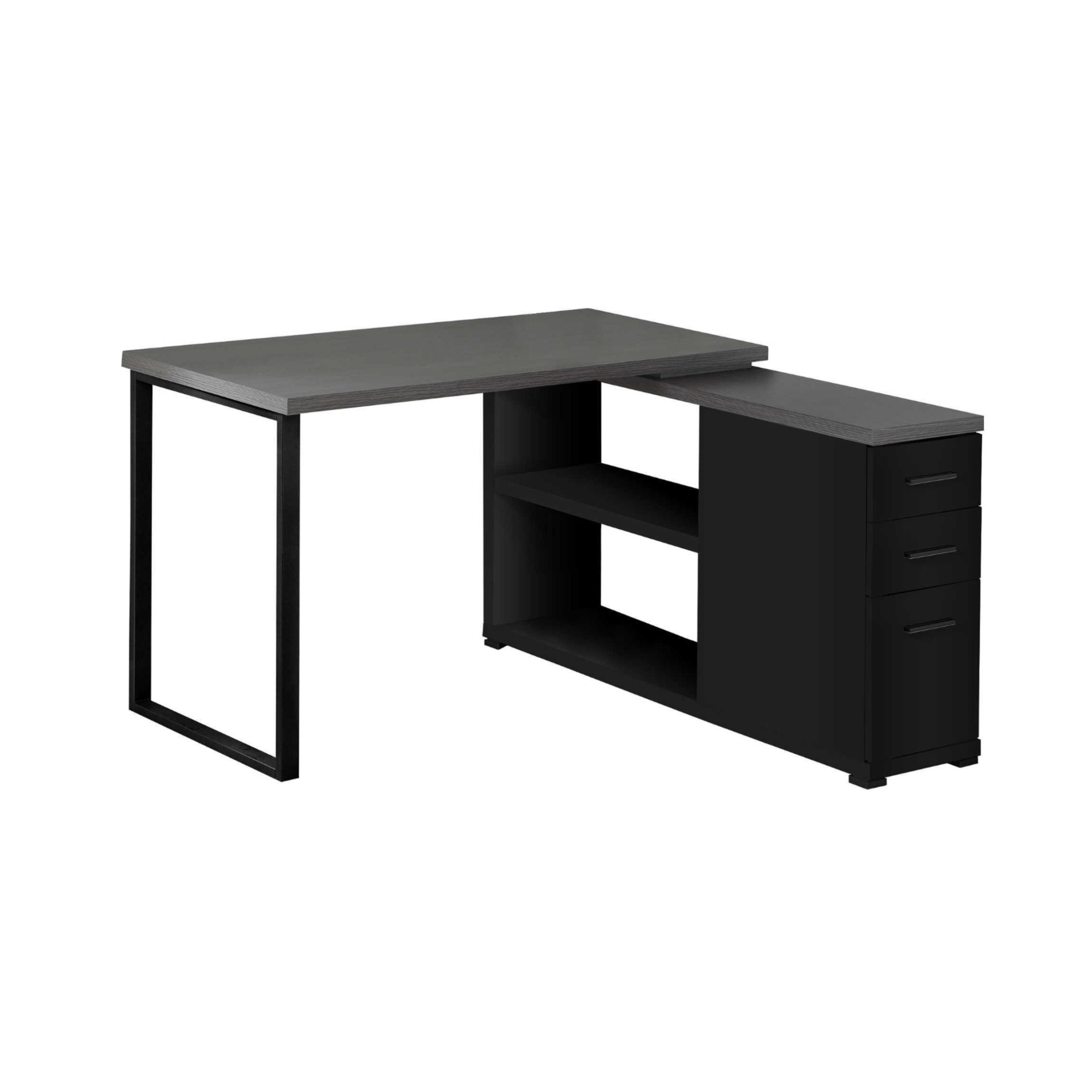Bureau d'ordinateur moderne en coin de couleur gris et noir (I 7433)