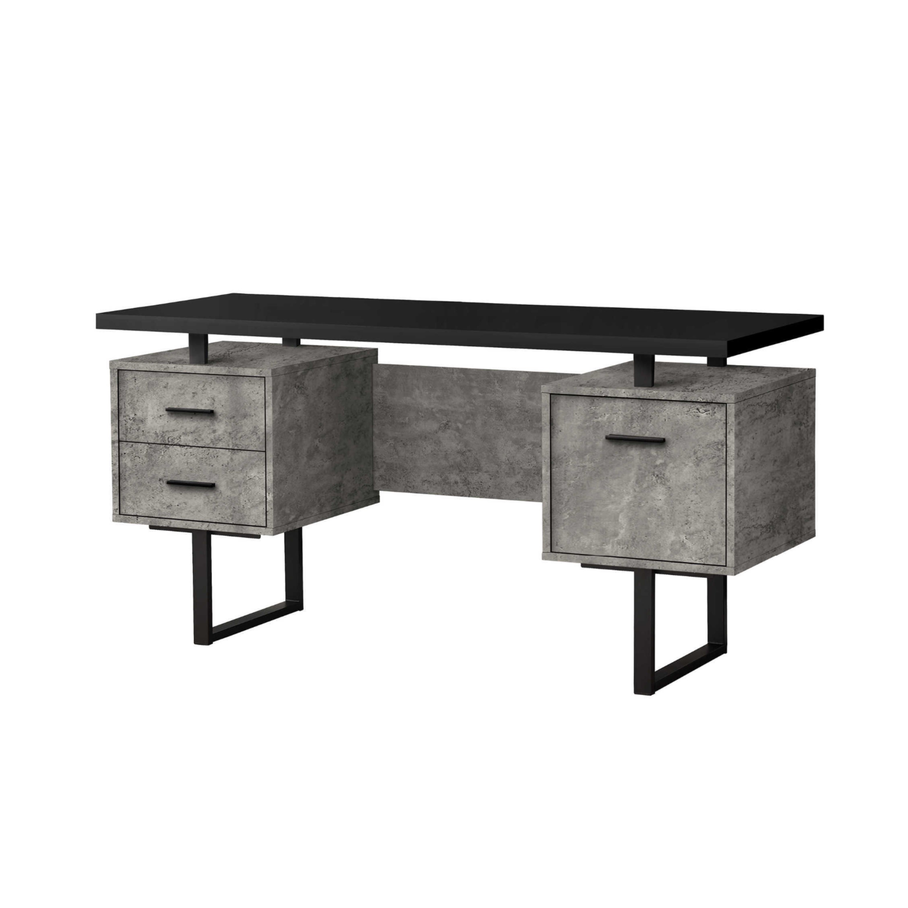 Bureau d'ordinateur moderne de couleur gris et noir métallique (I 7632)