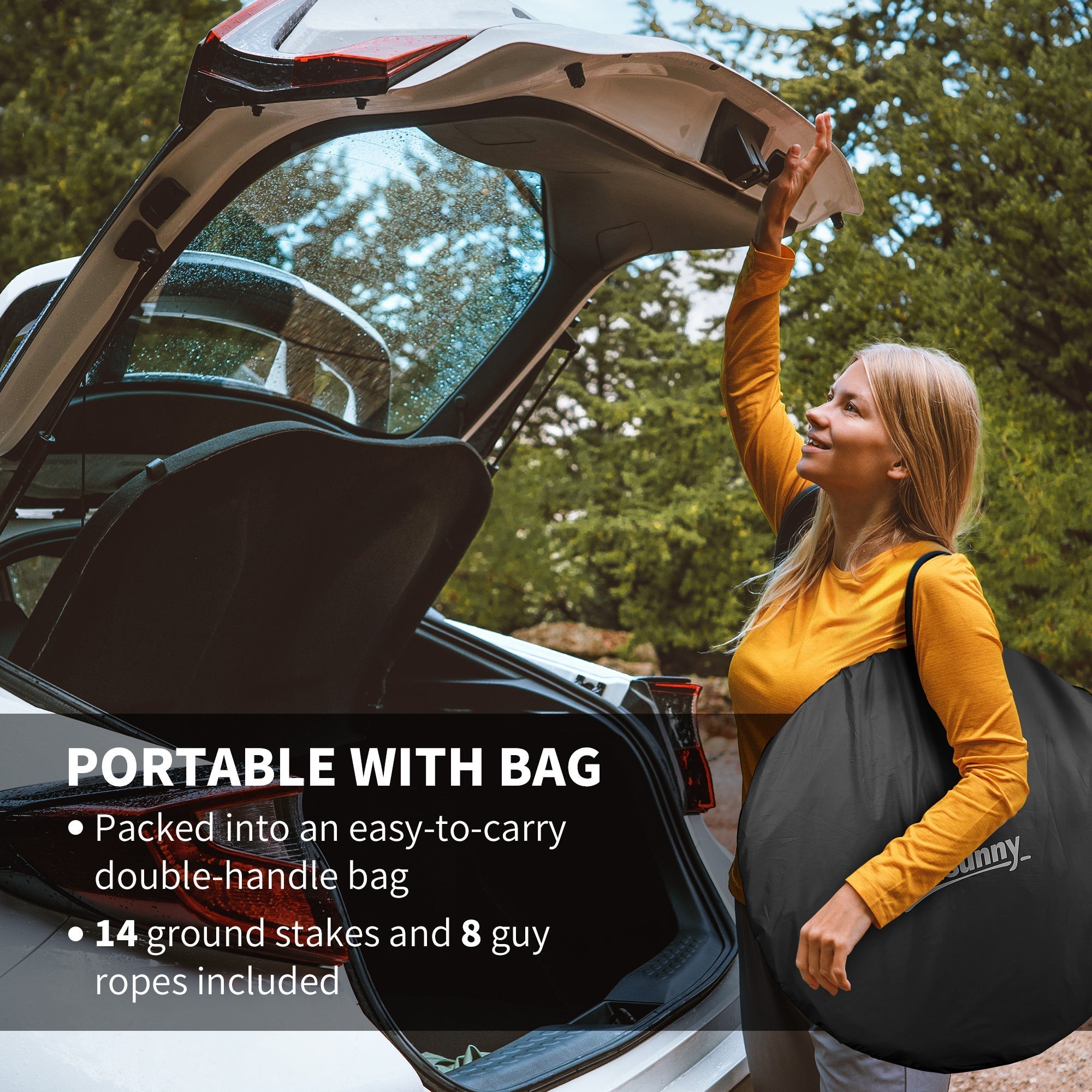 Abri moustiquaire Outsunny 11 pi x 11,5 pi, pavillon de camping escamotable avec sac de transport portable et 2 portes - Noir