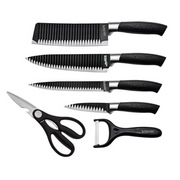 Ensemble couteaux de chef 6 pièces en acier inoxydable à haute teneur en carbone avec poignées ergonomiques en frêne