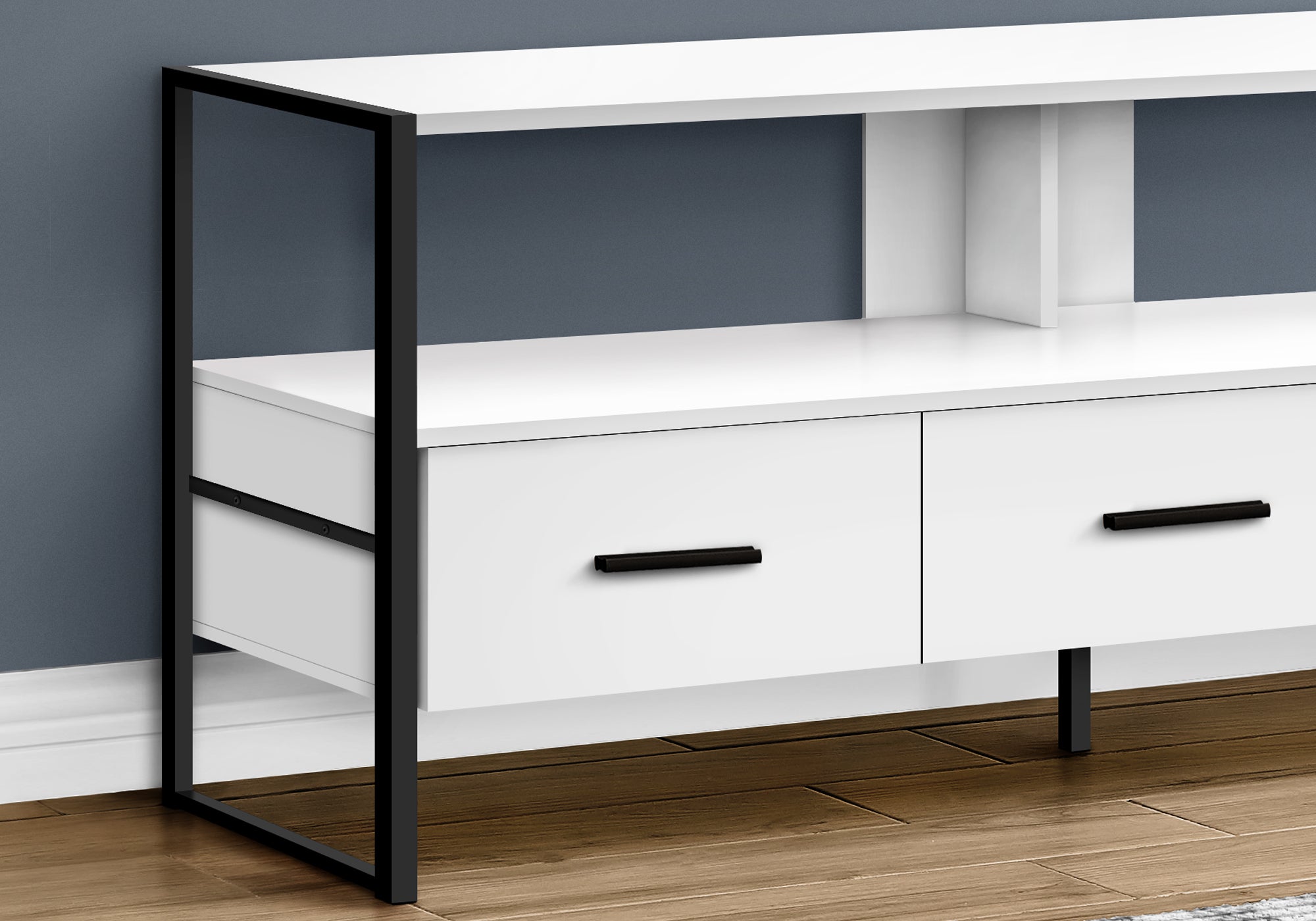 Mueble TV en metal blanco y negro