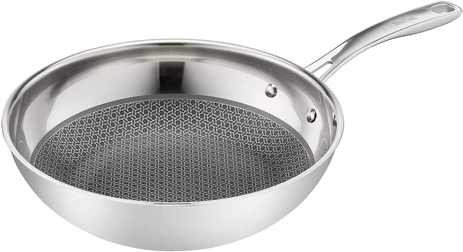 Sartén malla híbrida T-Fal 28 cm, exterior acero inoxidable con revestimiento antiadherente