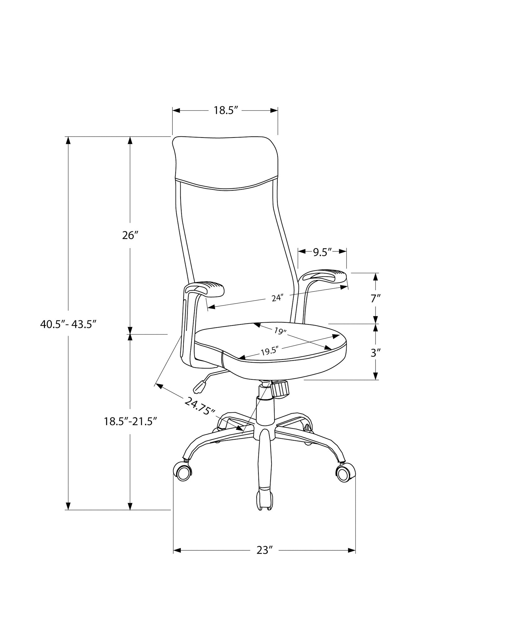 Silla de oficina en tejido negro (I 7248)