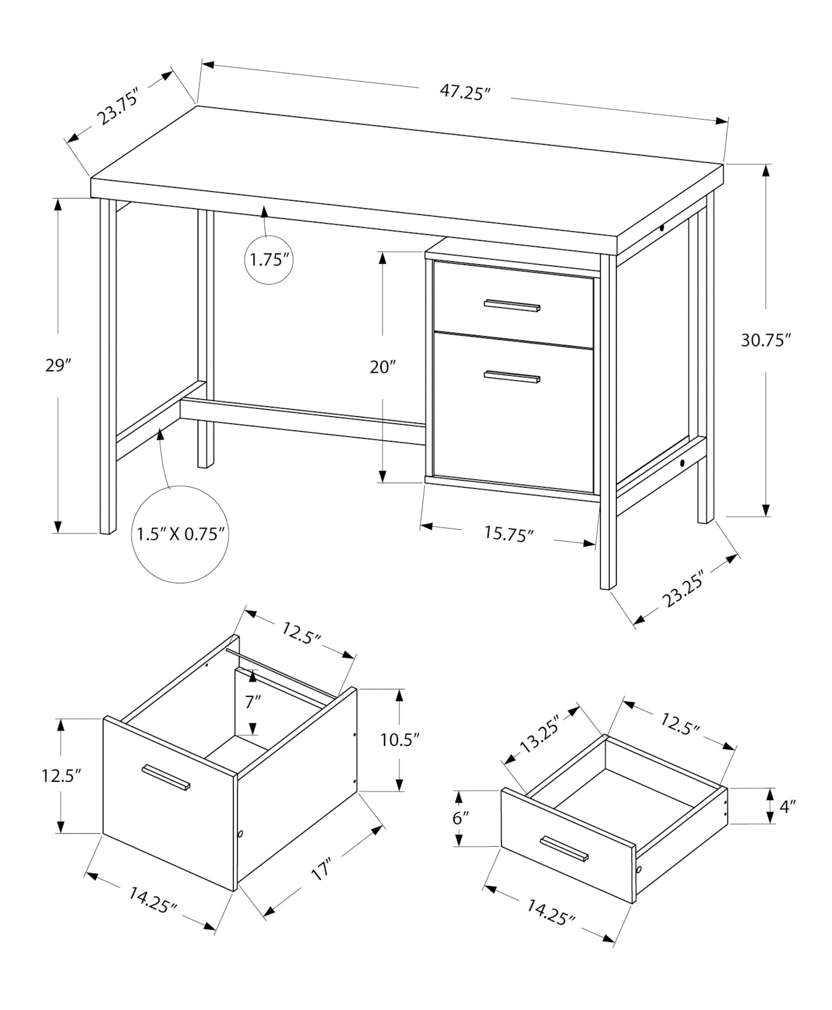 Escritorio para ordenador en negro y gris metalizado (I 7437)