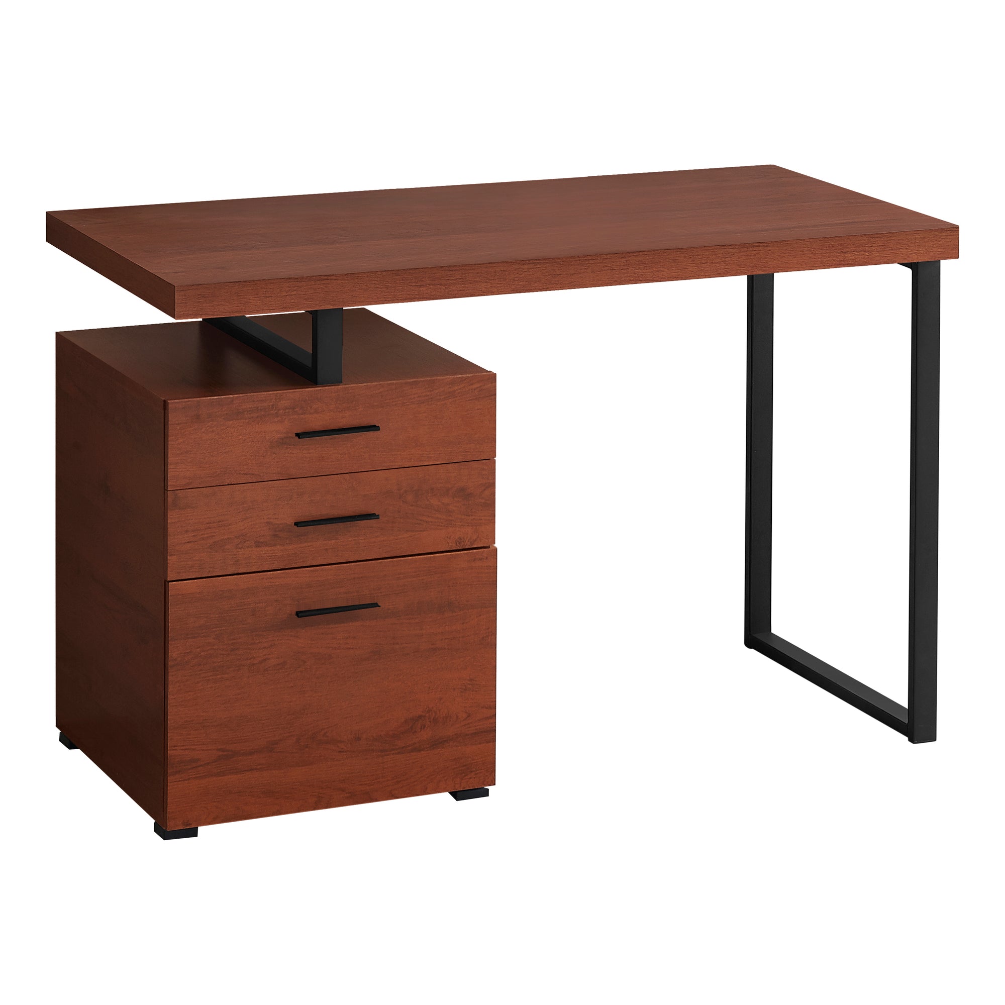 Escritorio para ordenador moderno en cerezo y negro metalizado (I 7641)