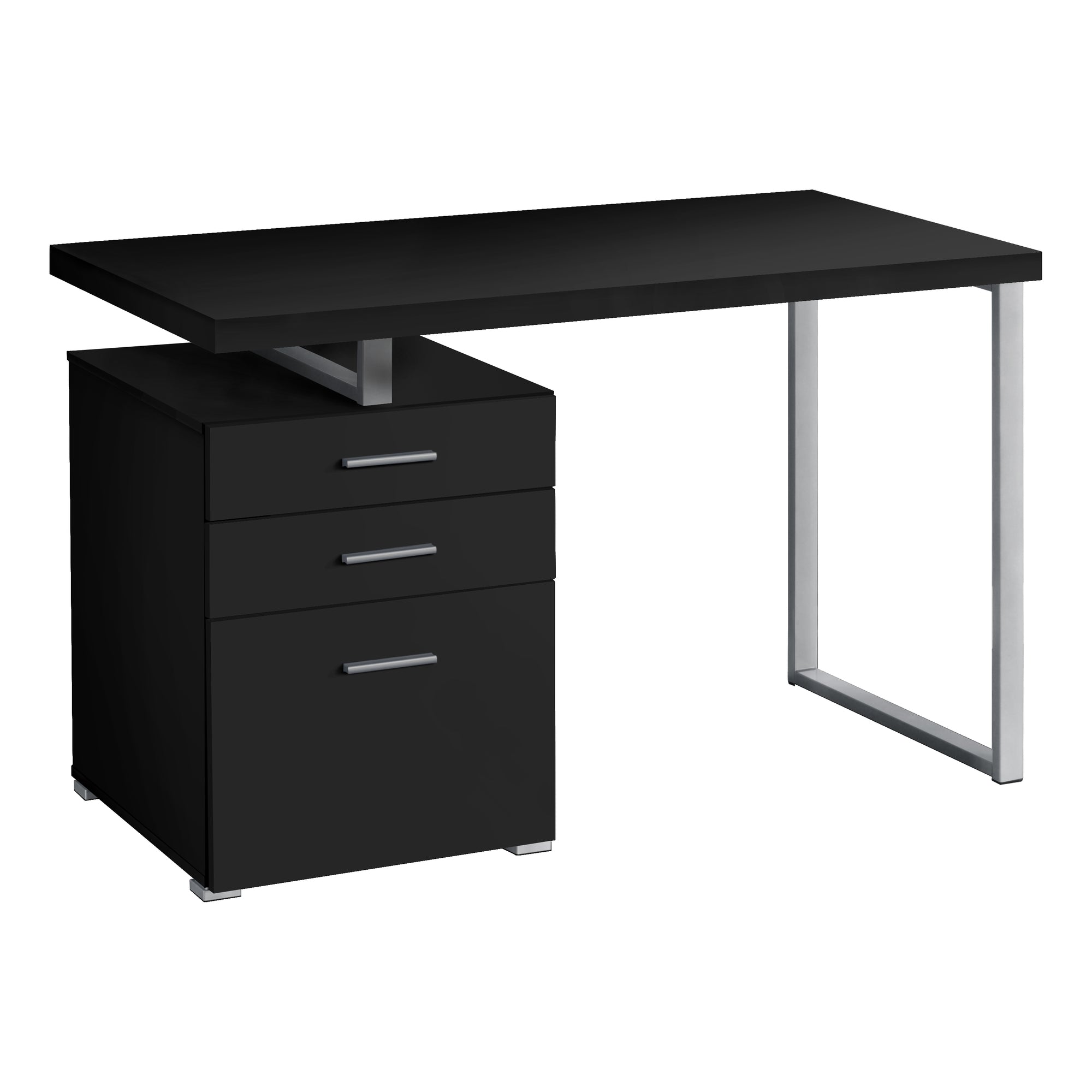Mesa de ordenador moderna en negro y gris metalizado (I 7649)