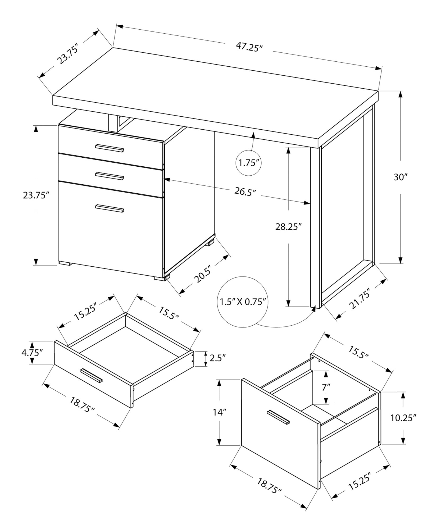 Mesa de ordenador moderna en negro y gris metalizado (I 7649)