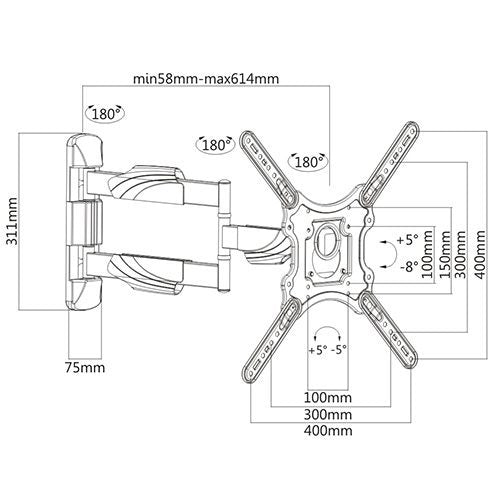 ProTech FL-505 23-55" Articulating Wall Mount 